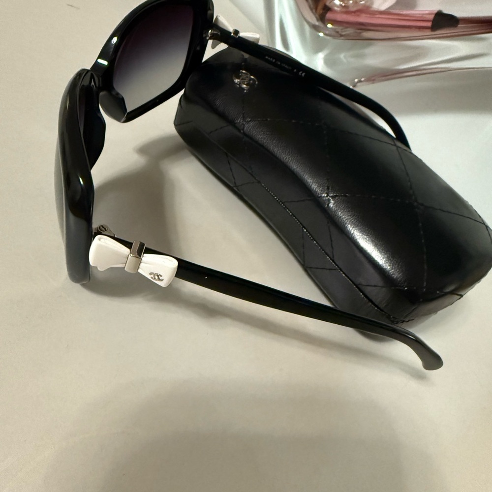 Chanel Bow Black and White Sunglasses